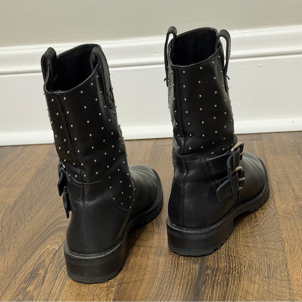 Banana Republic leather Black Studded Women's Boots s/6 - Picture 6 of 7